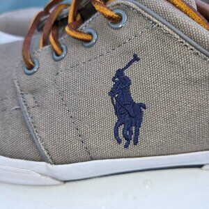 Polo Ralph Lauren Faxon Low Canvas Shoes Gray Men's 12D Pony Logo Leather Laces